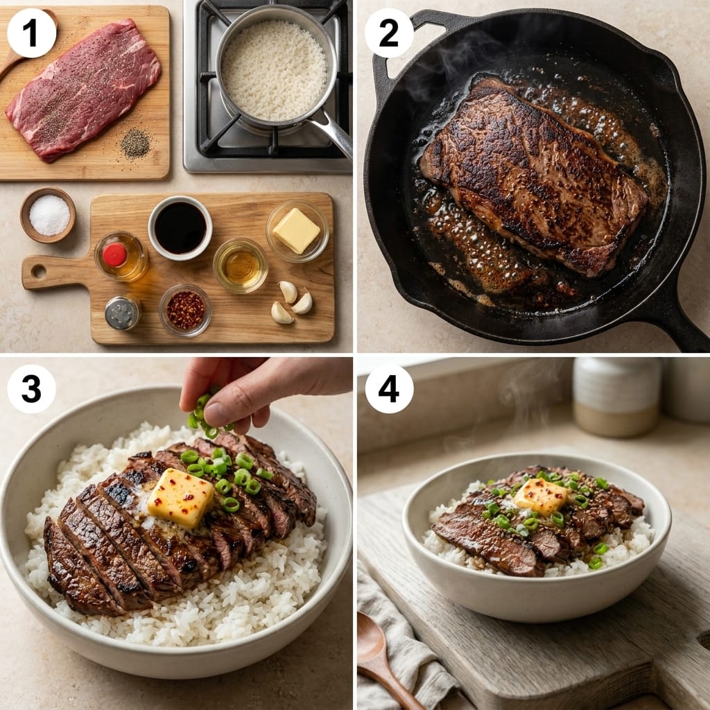 Korean BBQ Steak Rice Bowl with Gochujang Butter