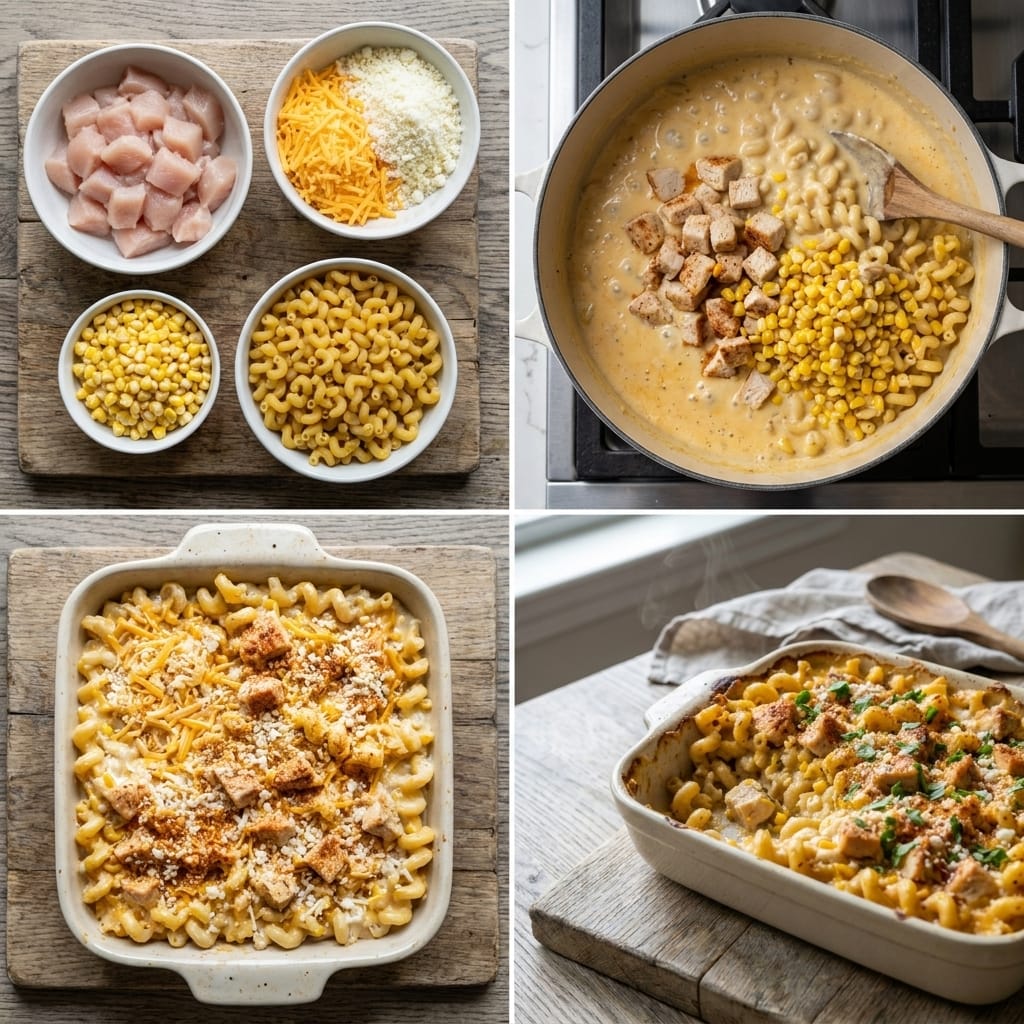 Street Corn Chicken Pasta Bake with Tajín Crunch