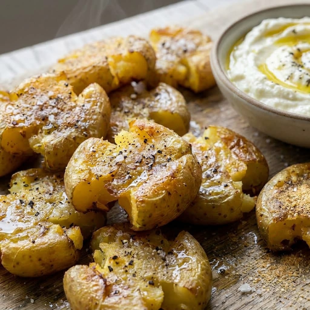 Crispy Smashed Potato Snack Board with Whipped Feta