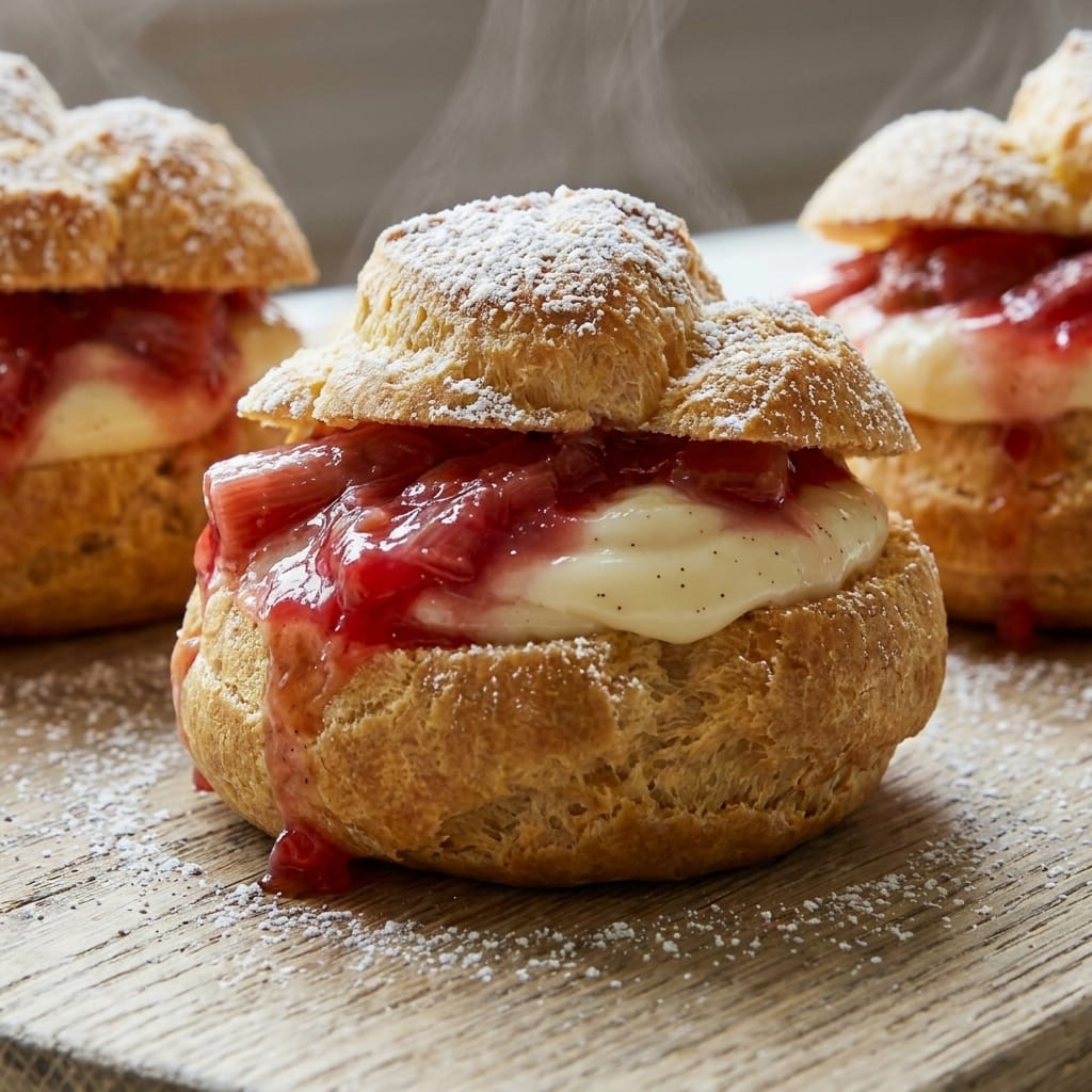 Vanilla Bean Rhubarb Cream Puff Dessert Cups