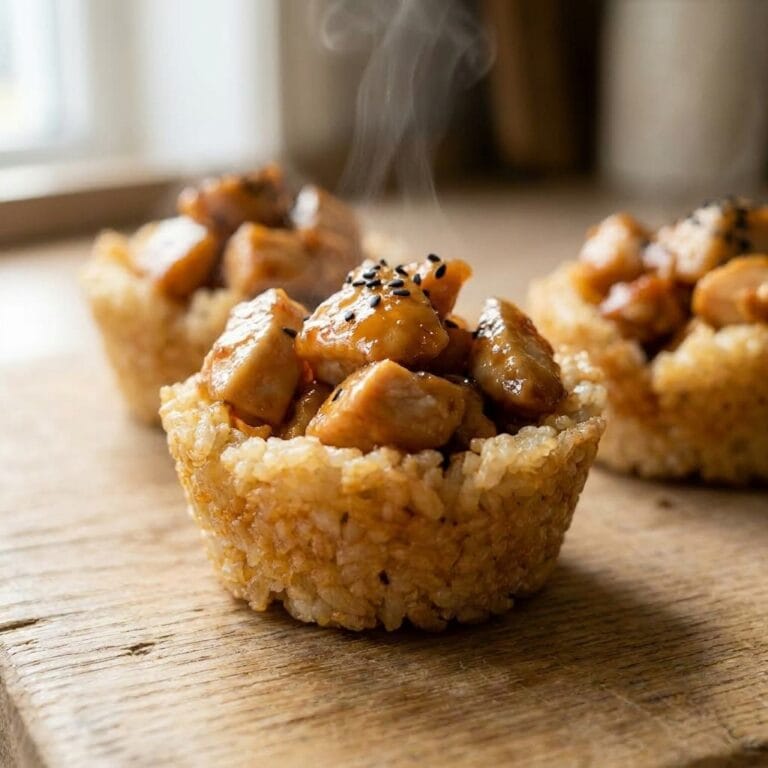 Miso Honey Chicken Rice Crunch Cups
