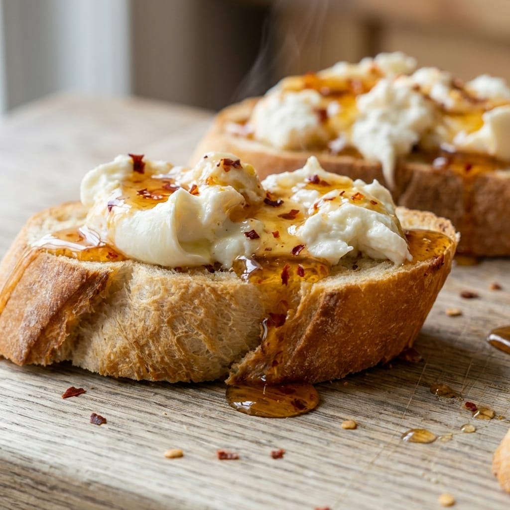 Hot Honey Burrata Toast Bites