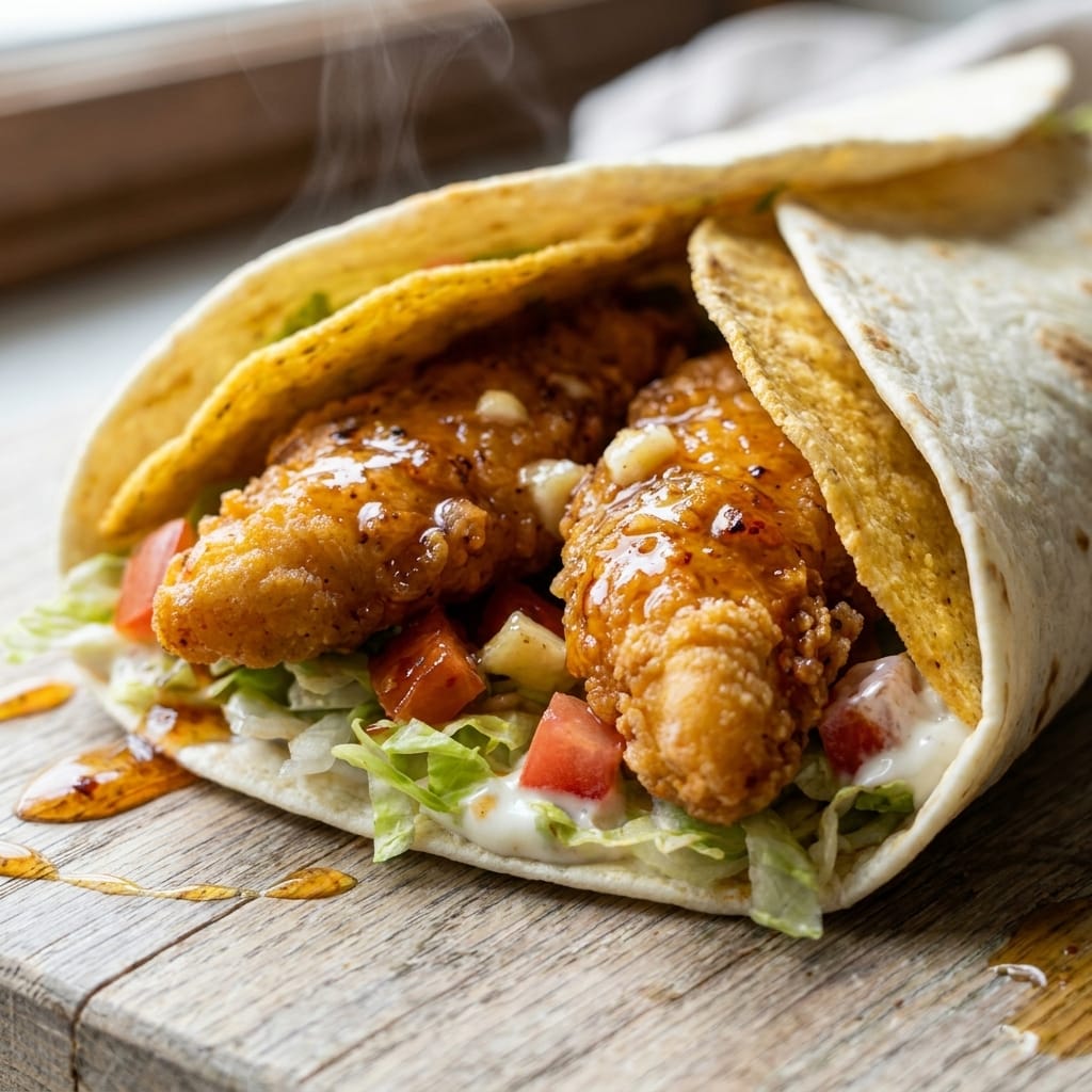 Brown Butter Hot Honey Chicken Tender Crunch Wrap