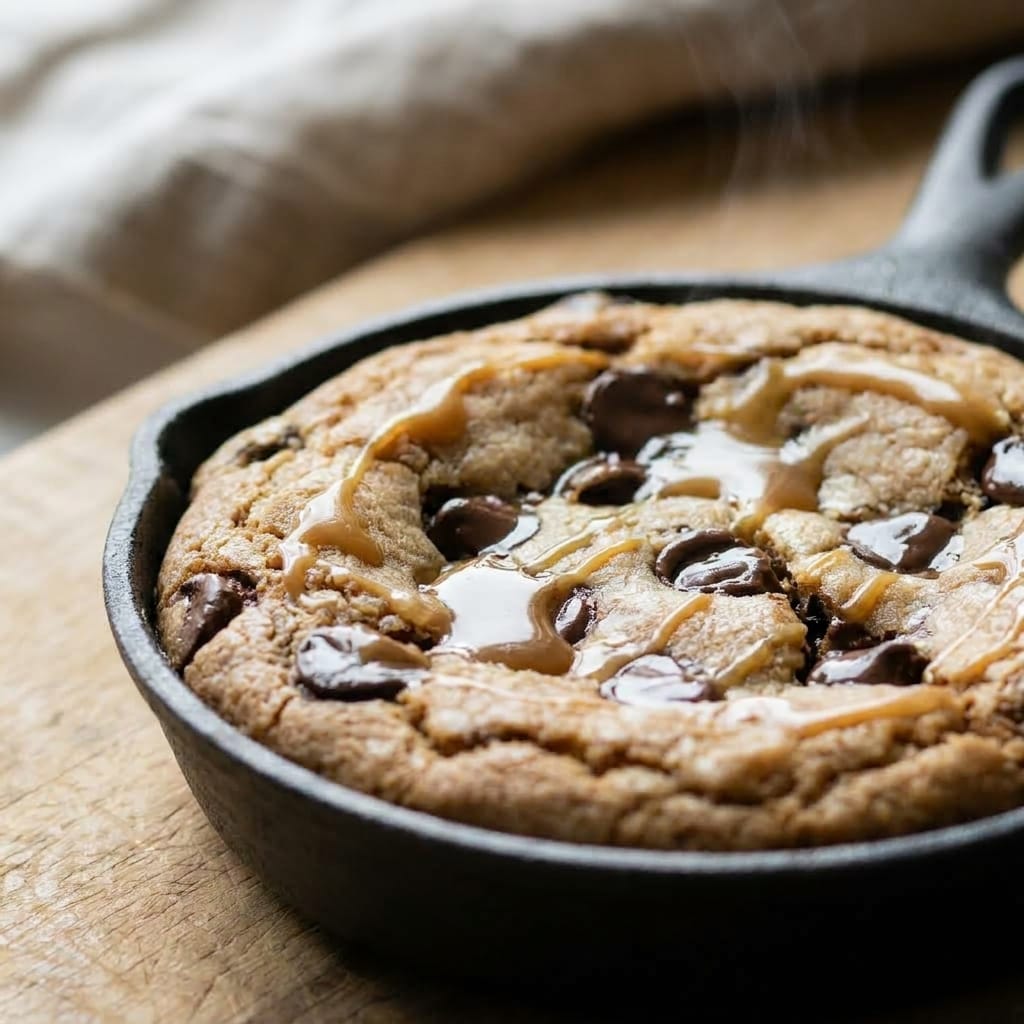 Miso Chocolate Chip Stuffed Skillet Cookies