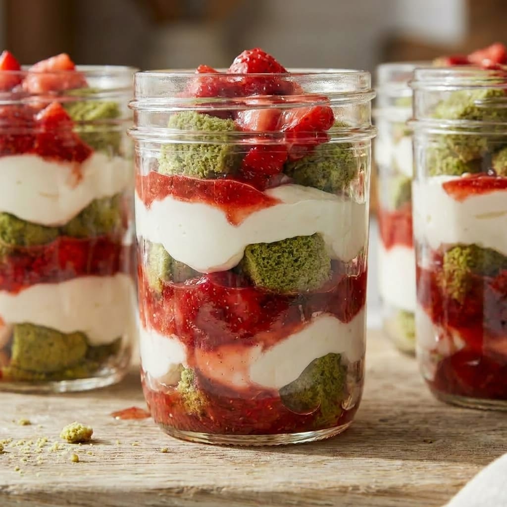 Strawberry Matcha Cheesecake Dot Cups