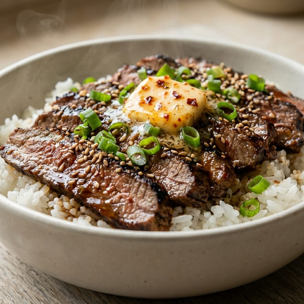 Korean BBQ Steak Rice Bowl with Gochujang Butter