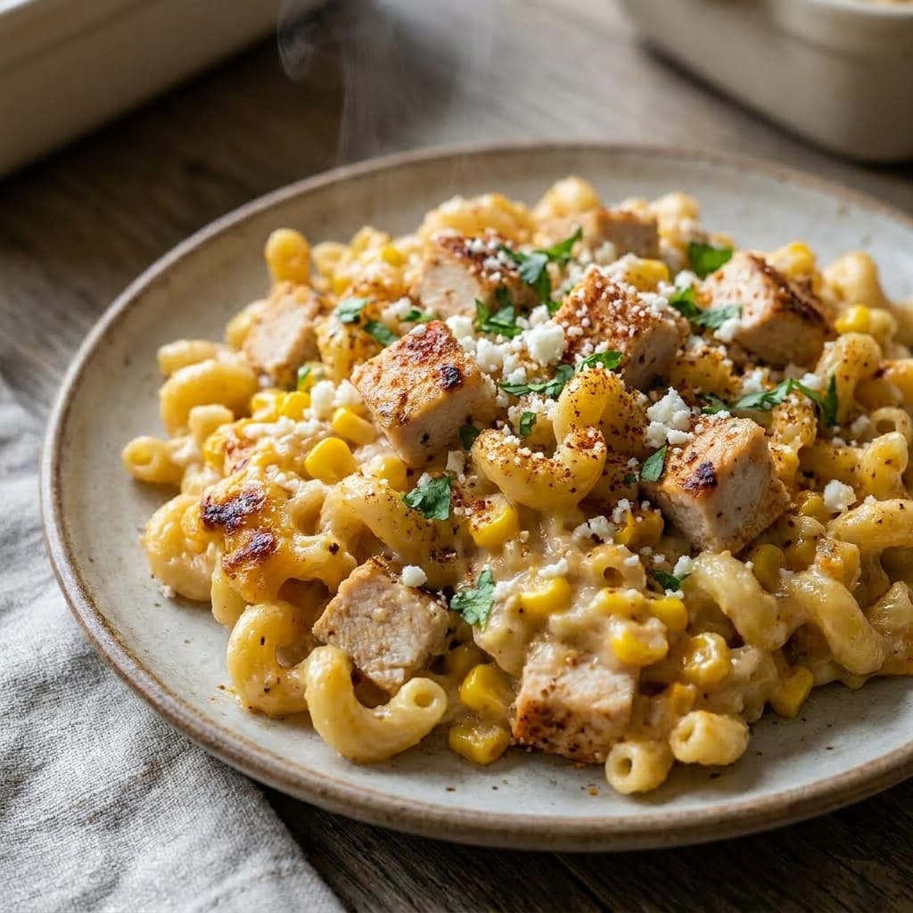 Street Corn Chicken Pasta Bake with Tajín Crunch