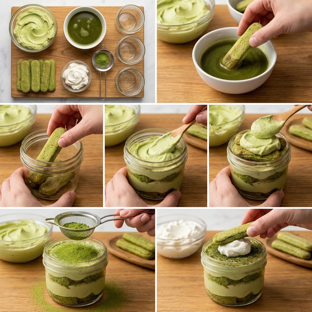 Matcha Tiramisu Pudding Jars