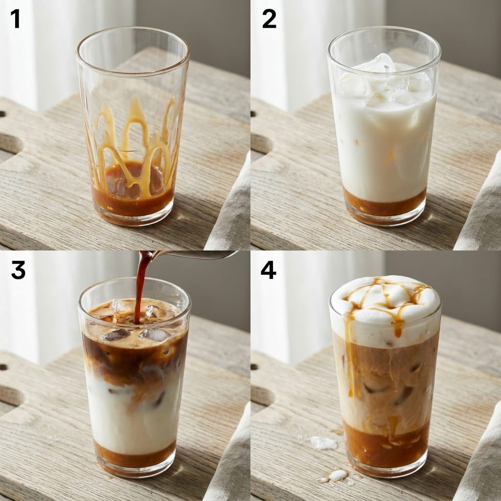 Vanilla Cold Foam Caramel Iced Latte Layers