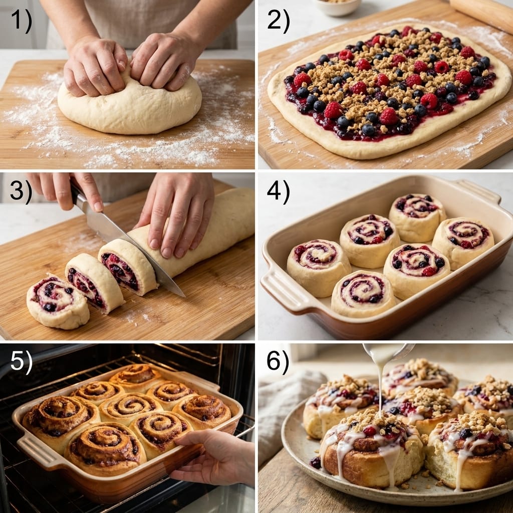 Patriotic Berry Crumble Cinnamon Rolls