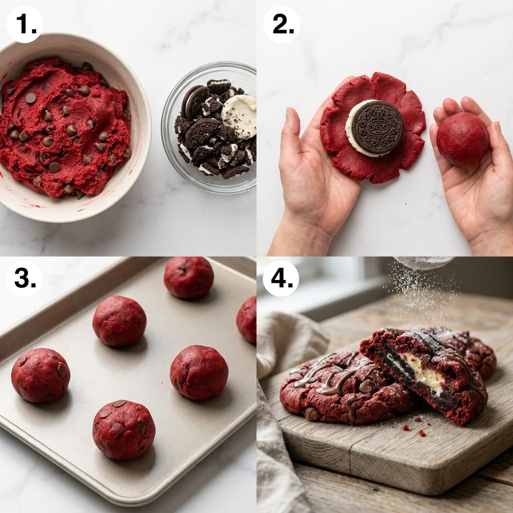 Red Velvet Oreo Cheesecake Stuffed Cookies