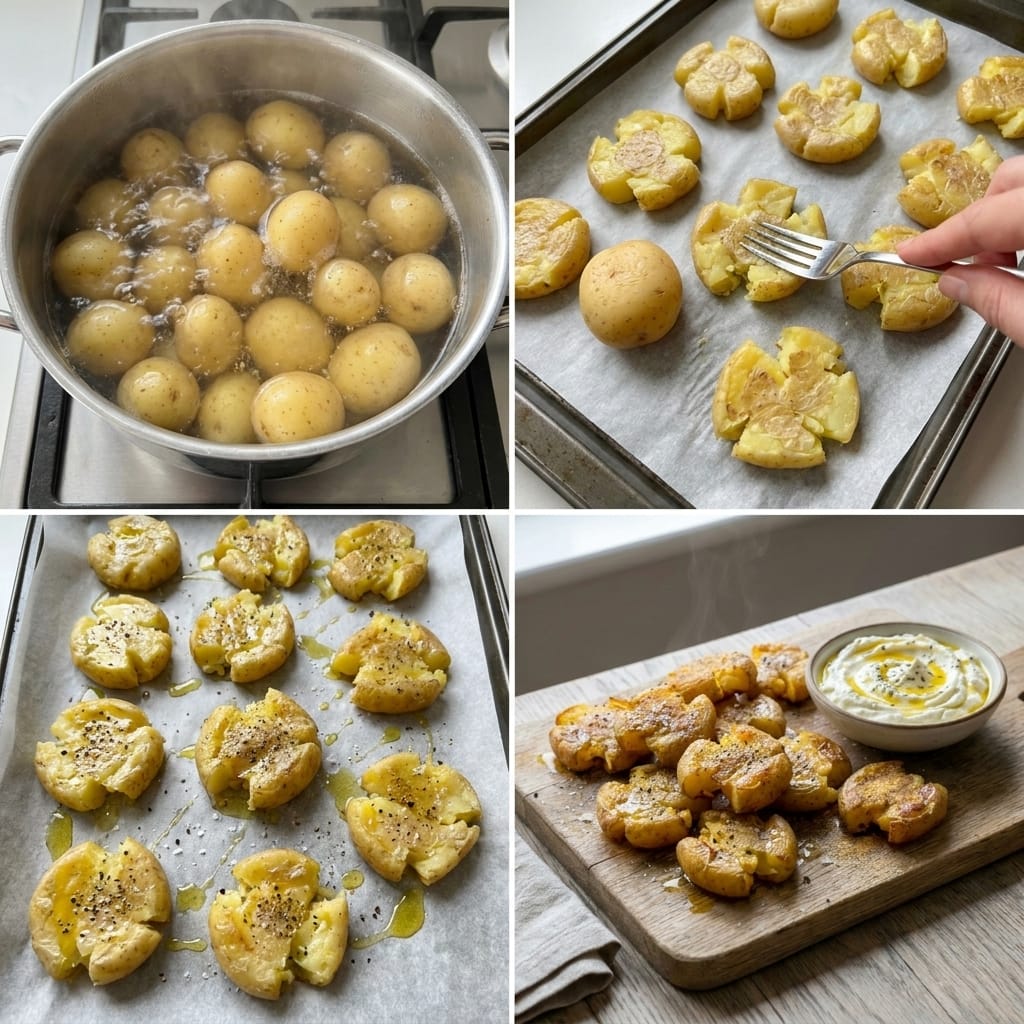 Crispy Smashed Potato Snack Board with Whipped Feta