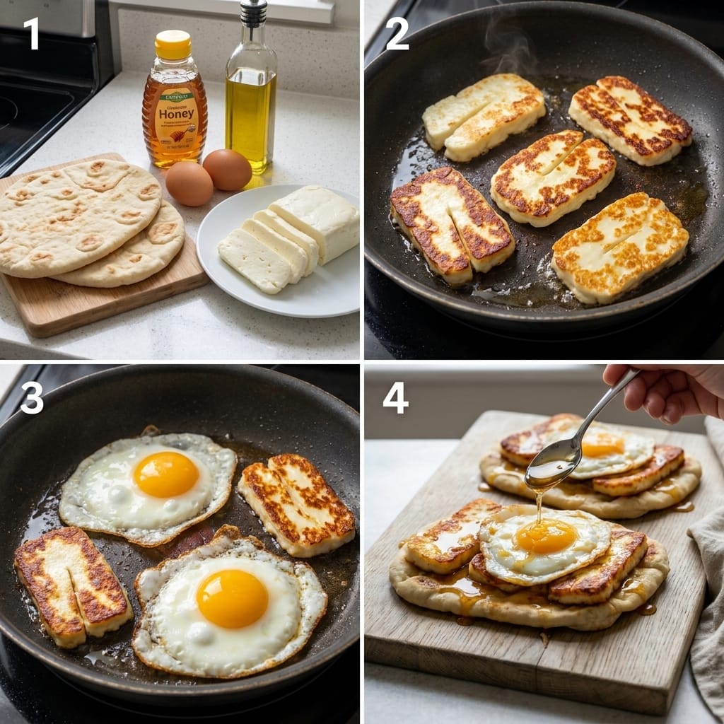 Hot Honey Halloumi Breakfast Flatbreads