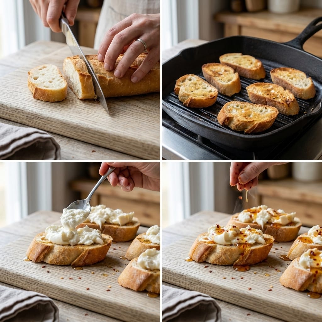Hot Honey Burrata Toast Bites