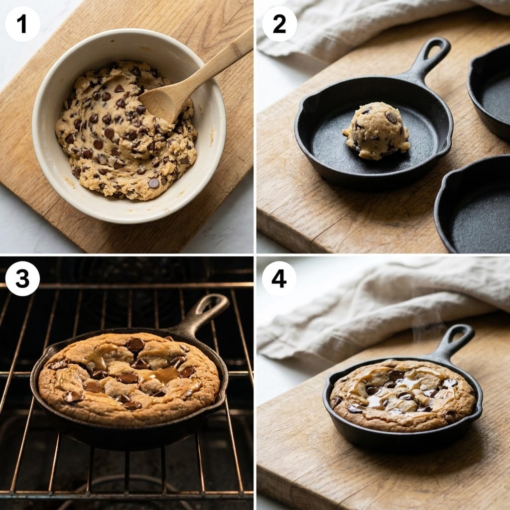 Miso Chocolate Chip Stuffed Skillet Cookies