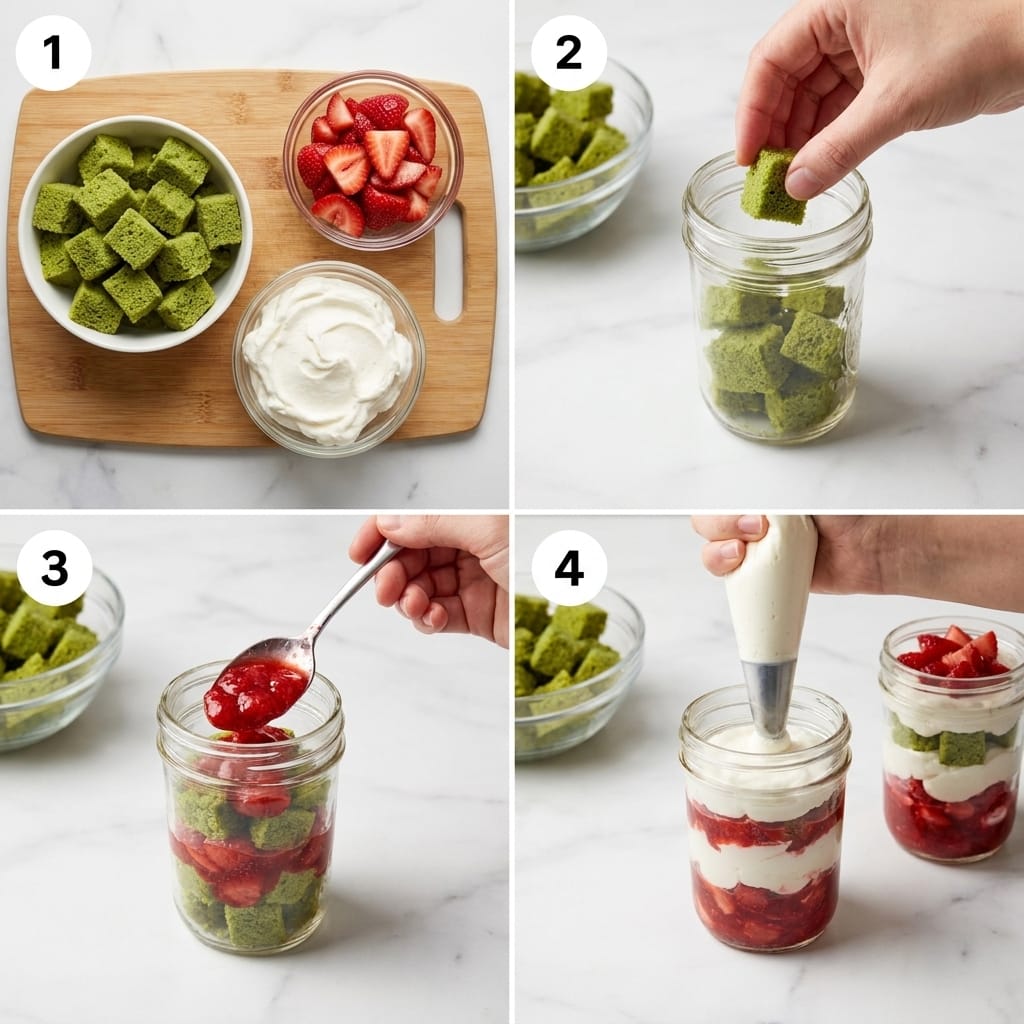 Strawberry Matcha Cheesecake Dot Cups