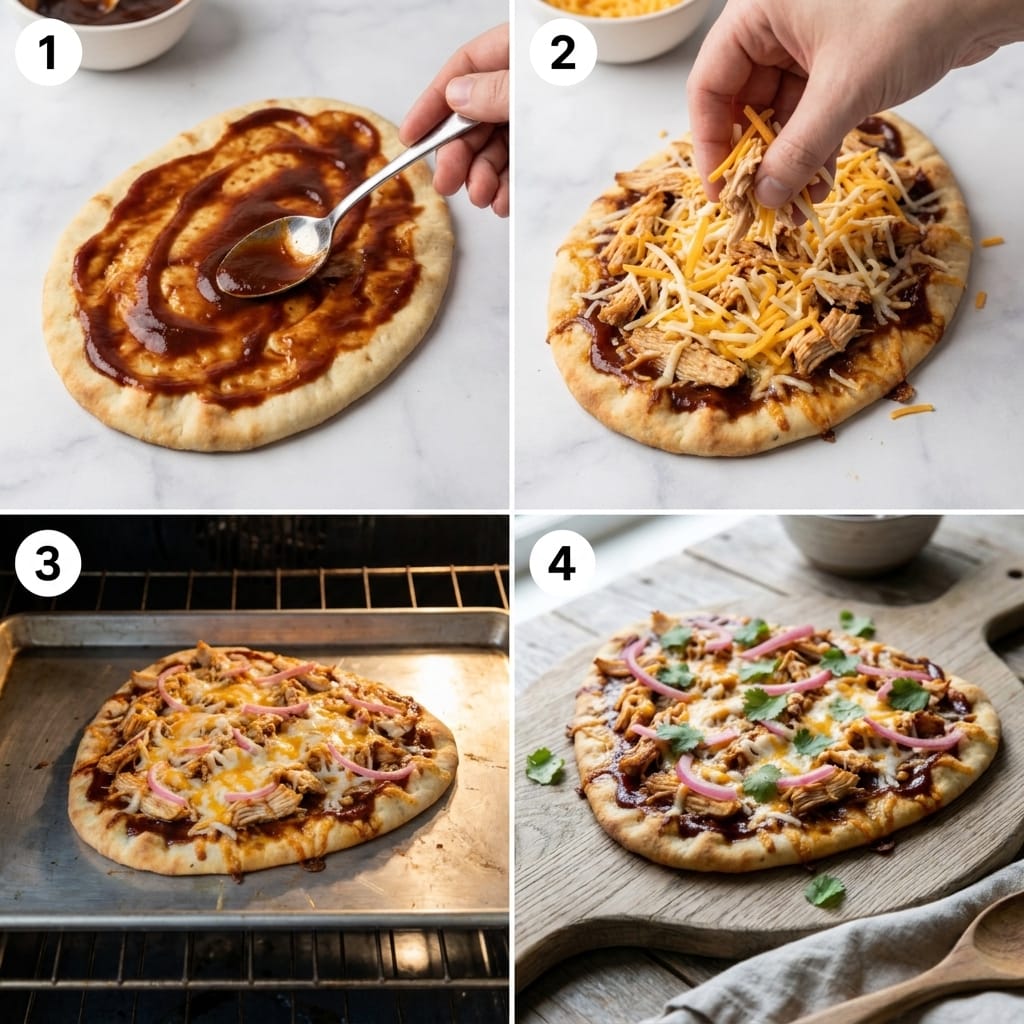 BBQ Chicken Flatbread Pizza with Pickled Red Onions