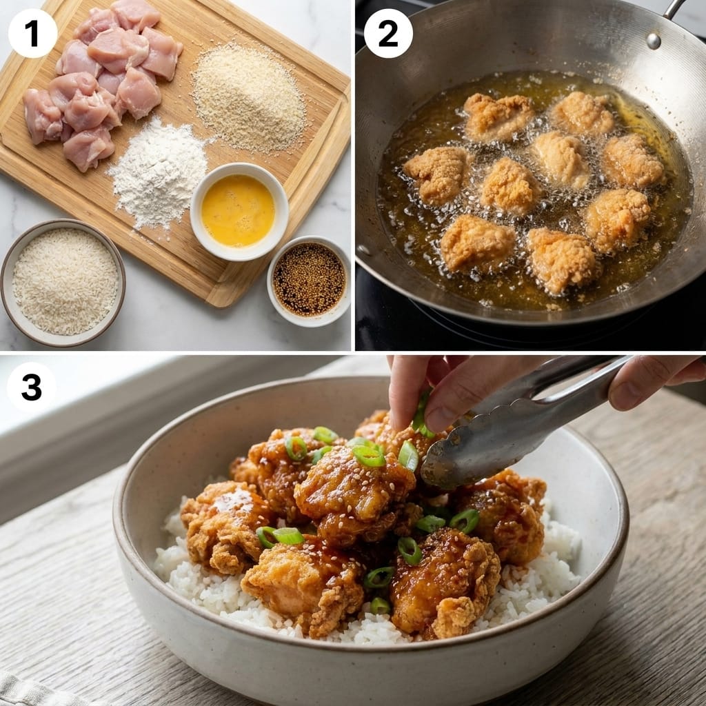 Crispy Hot Honey Chicken Rice Bowl