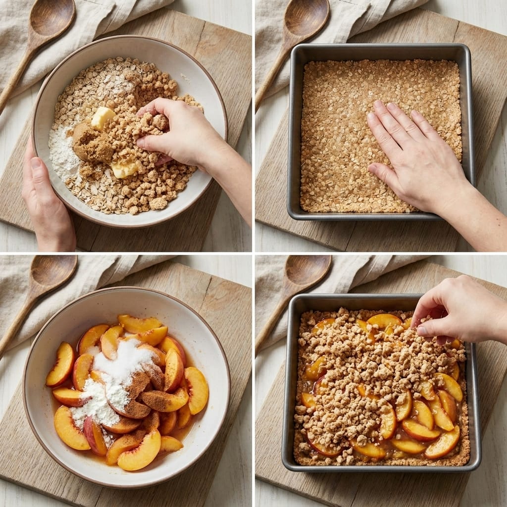 Brown Butter Peach Crumble Bars