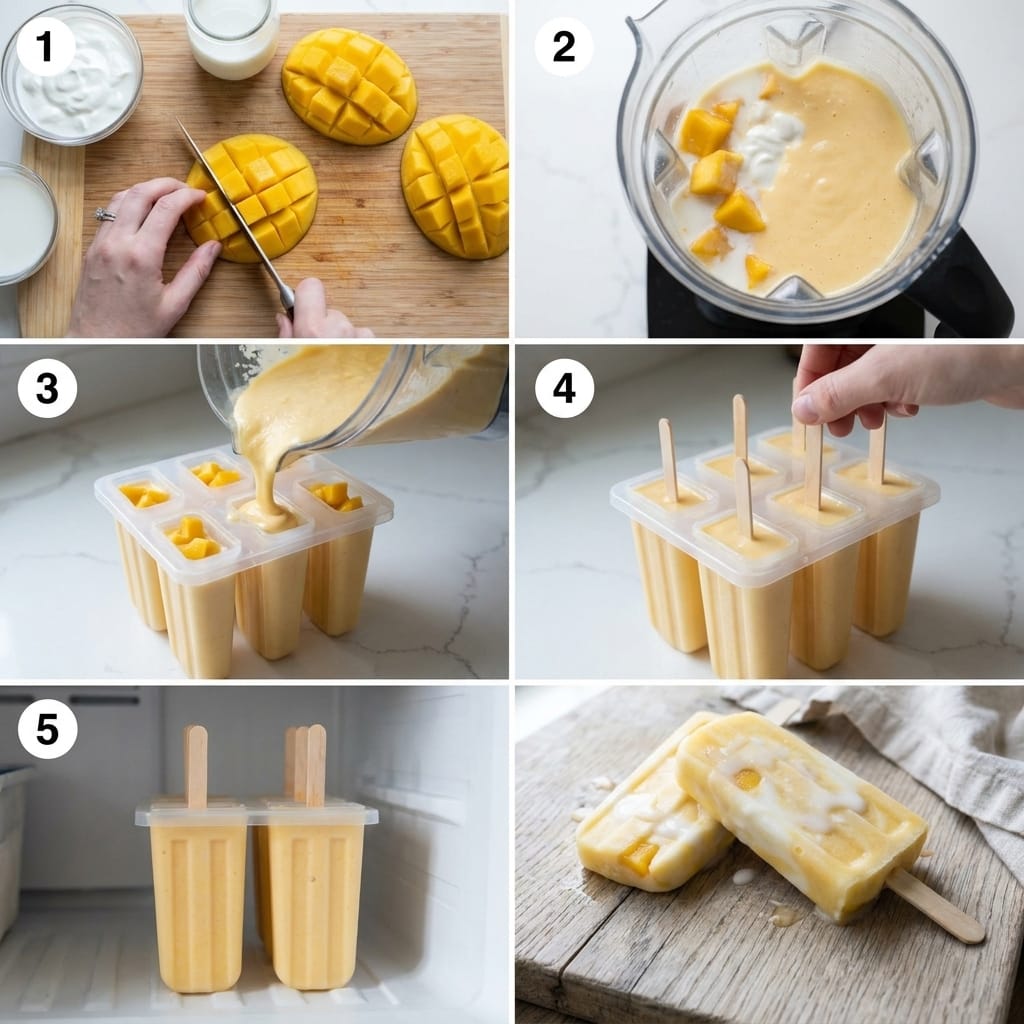 Frozen Mango Coconut Yogurt Popsicles