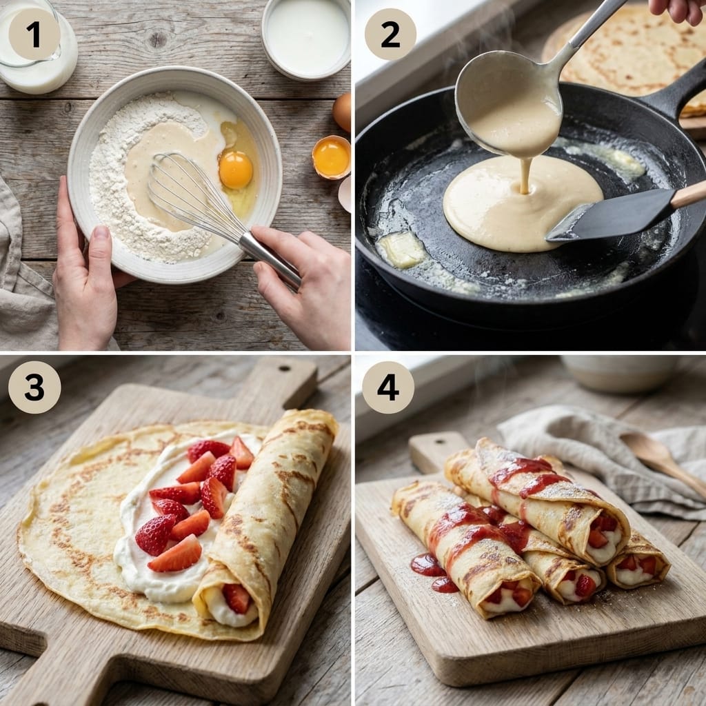 Strawberry Cream Cheese Stuffed Pancake Rolls