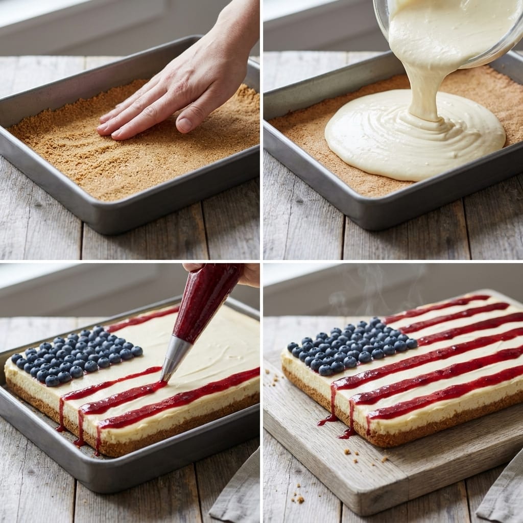 USA Flag Berry Cheesecake Sheet Cake